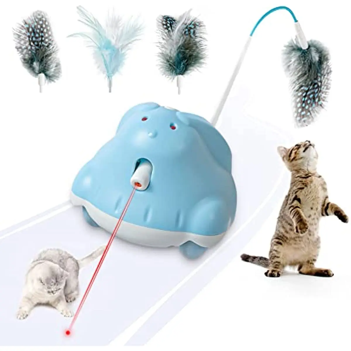 

Cat laser Toy,Automatic Light and cat Feather Toy 2 in 1 Interactive cat for Indoor Kitten Dogs,Replace Feather USB Rechargeable