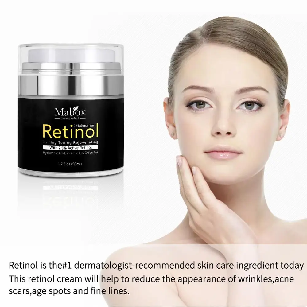 

MABOX New Retinol 2.5% Moisturizer Face Cream Anti Aging Acne Hyaluronic Acid Vitamin E and Green Tea Skin Whitening Cream