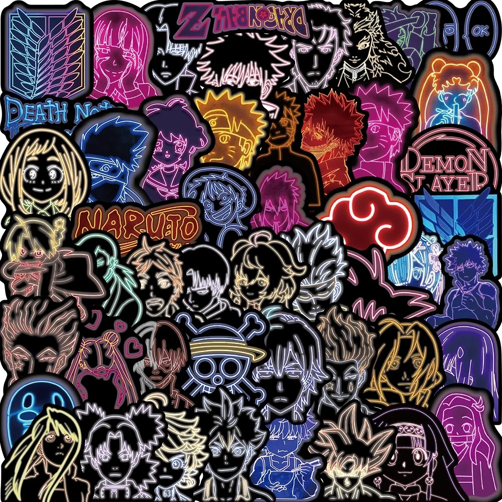 

10/30/50Pcs Neon Version Anime Mashup Character Graffiti Sticker Decor Laptop DIY Luggage Helmet Motorcycle Water Bottle Sticker