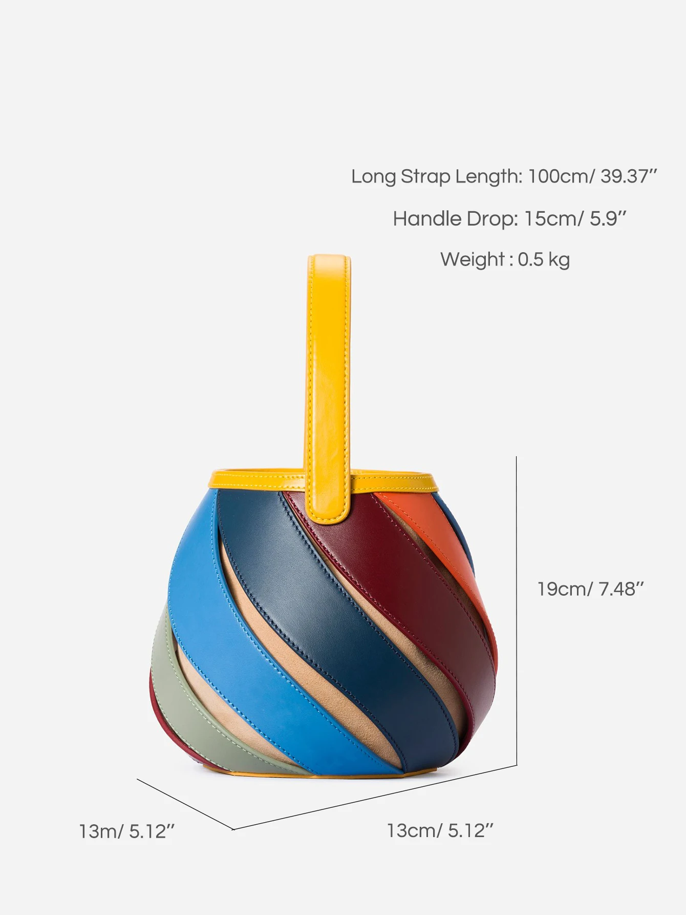 CEZIRA Niche Brand PU Leather Handbag Colorful Stripes Buckets Women Fashion Designer Top-handle Purse Cross body Shoulder Bags