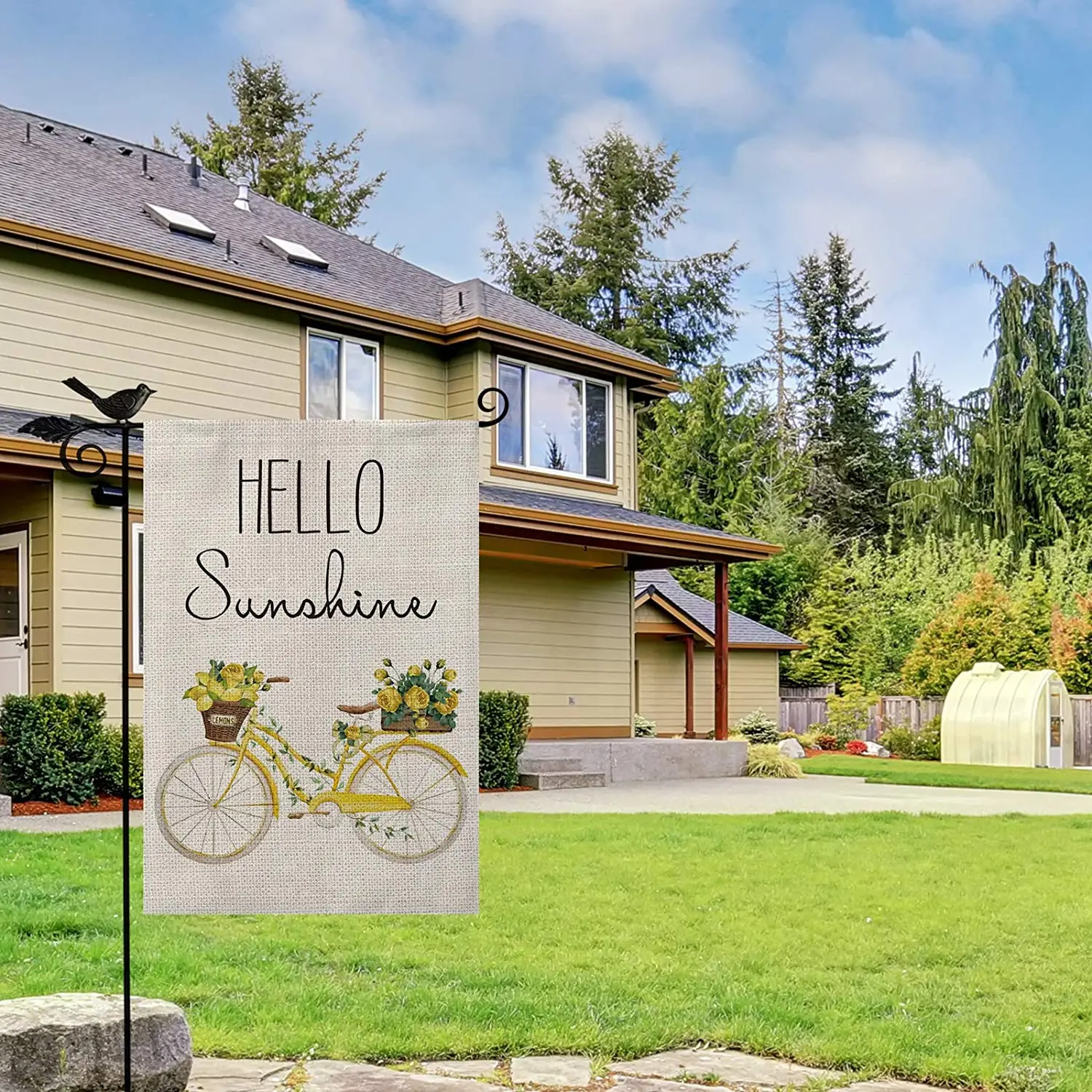 Двусторонний велосипедный флаг лимон-роза |