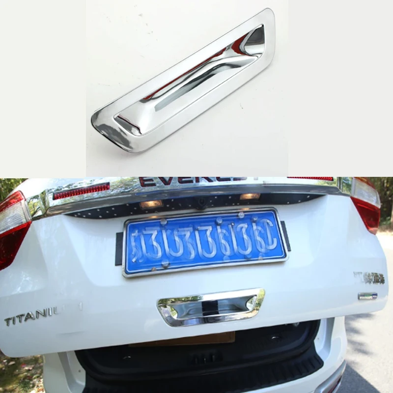 

1 Pcs Car Chrome Rear Trunk Handle Protector Cover Trim Sticker for Ford New Everest 2015 2016 2017 Stickers Accessories