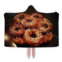 new donut print cool hooded blanket and fancy cape warm soft flannel throws for adults and kids for all seasons