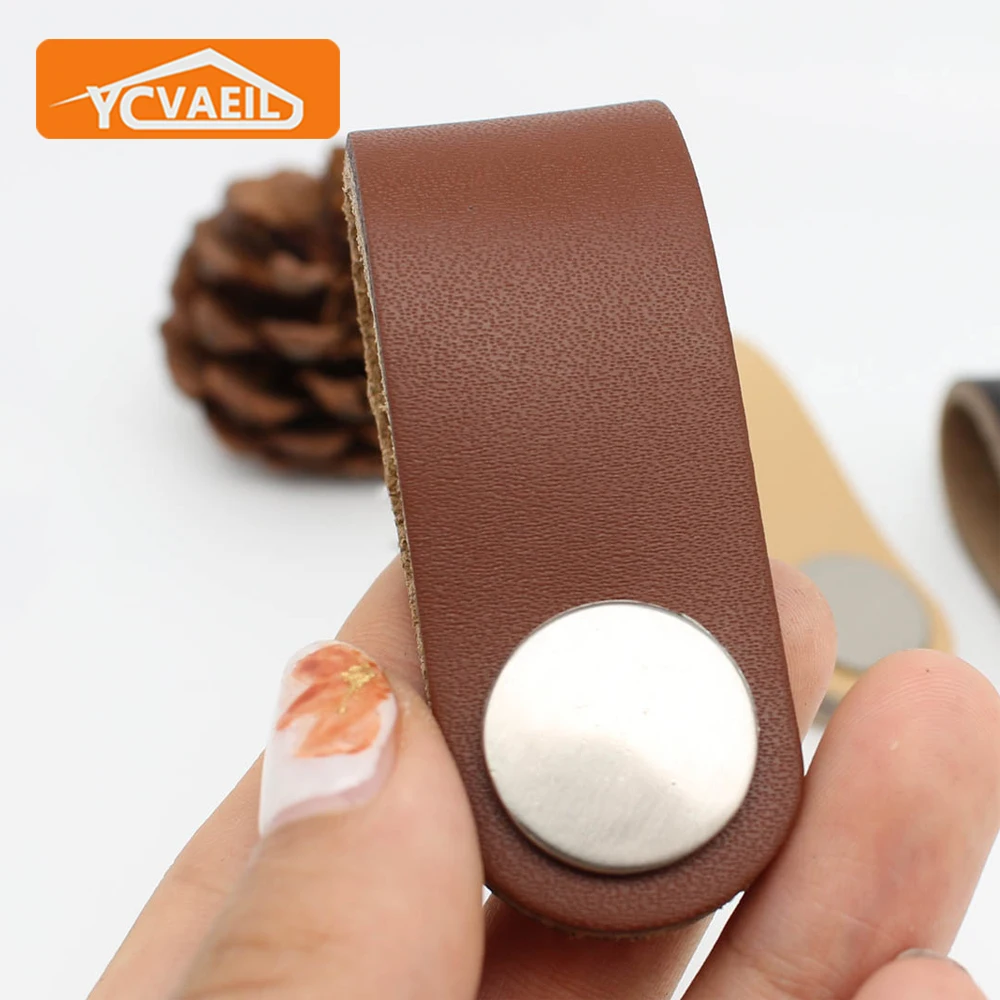 

12pcs Leather Handles for Furniture Cabinet Knobs and Drawers Wardrobe Dresser Cupboard Door Pulls Hardware Decorate