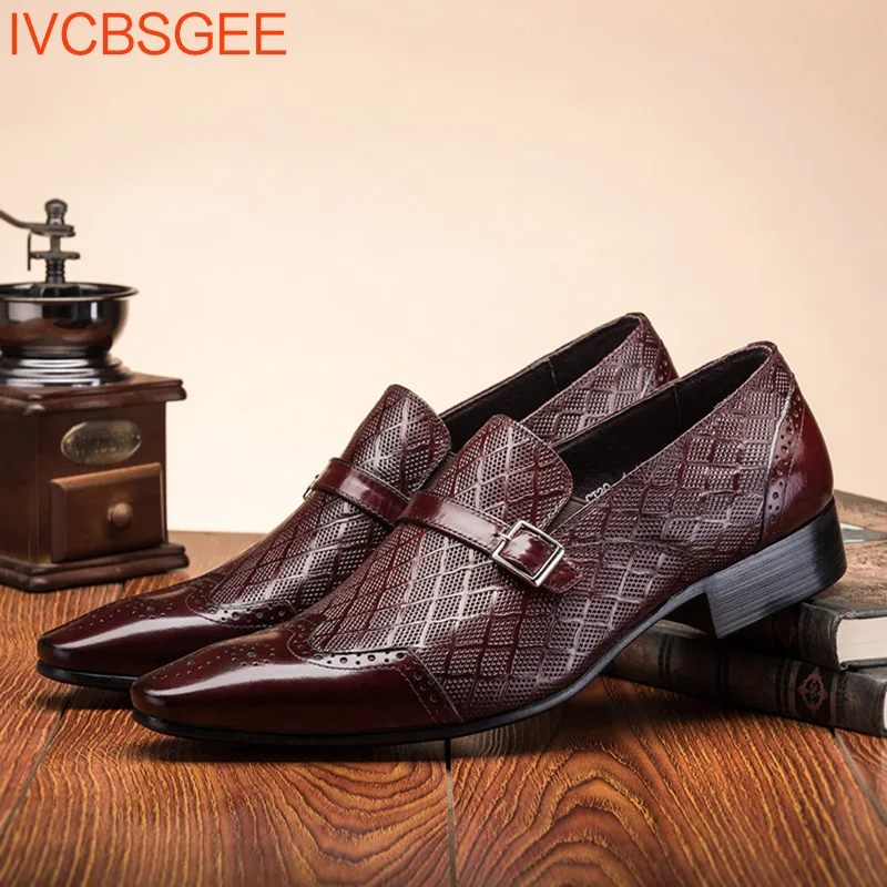 

Мужские классические туфли, коричневые вечерние Фли из натуральной кожи, без застежки, на плоской подошве, весна 2022