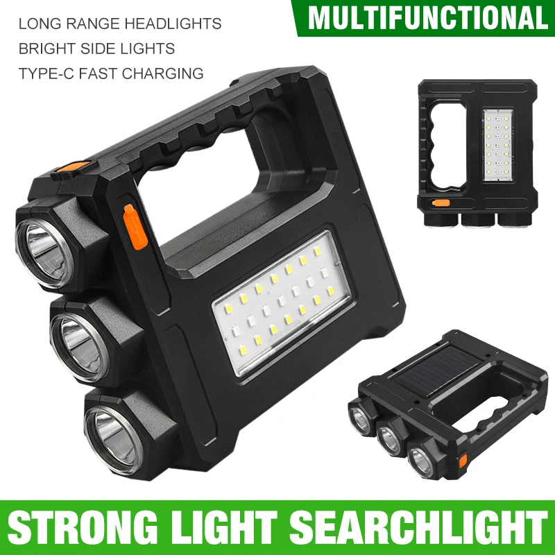 

Multifunctional Searchlight Strong Flashlight Portable Solor USB Charging Searchlight For Home Camping Emergency Patrol Fishing