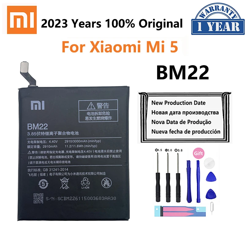 

Xiao Mi Original Battery BM22 Full 3000mAh for Xiaomi Mi 5 Mi5 M5 High Quality Phone Replacement Batteries + Free Tools