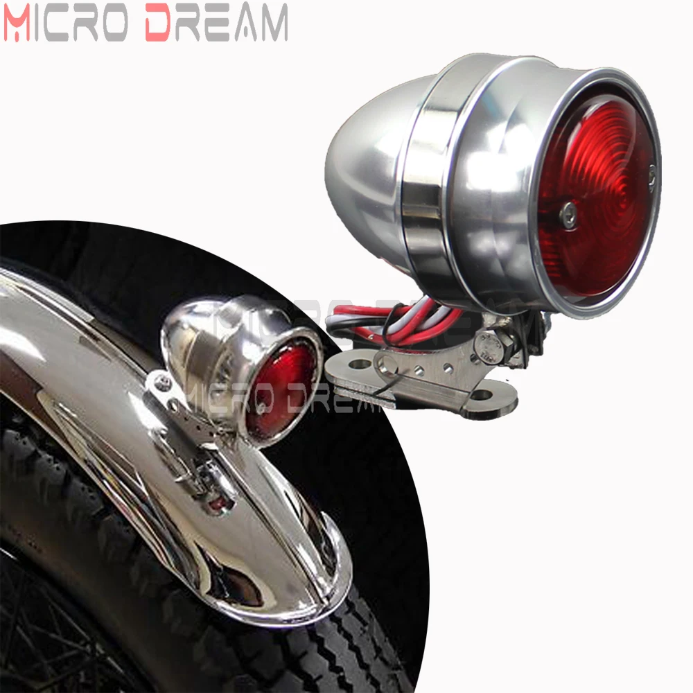 

Motorcycle Brat Style LED Tail Lights Vintage Rear Stop Lamp for Harley Cafe Racer Chopper Bobber Taillight License Plate Light