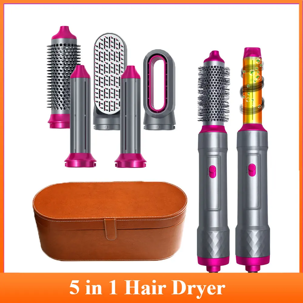 5 in 1 Hair Dryer Hot Comb Set Wet and Dry Professional Curling Iron Hair Straightener Styling Tool Hair Dryer Household