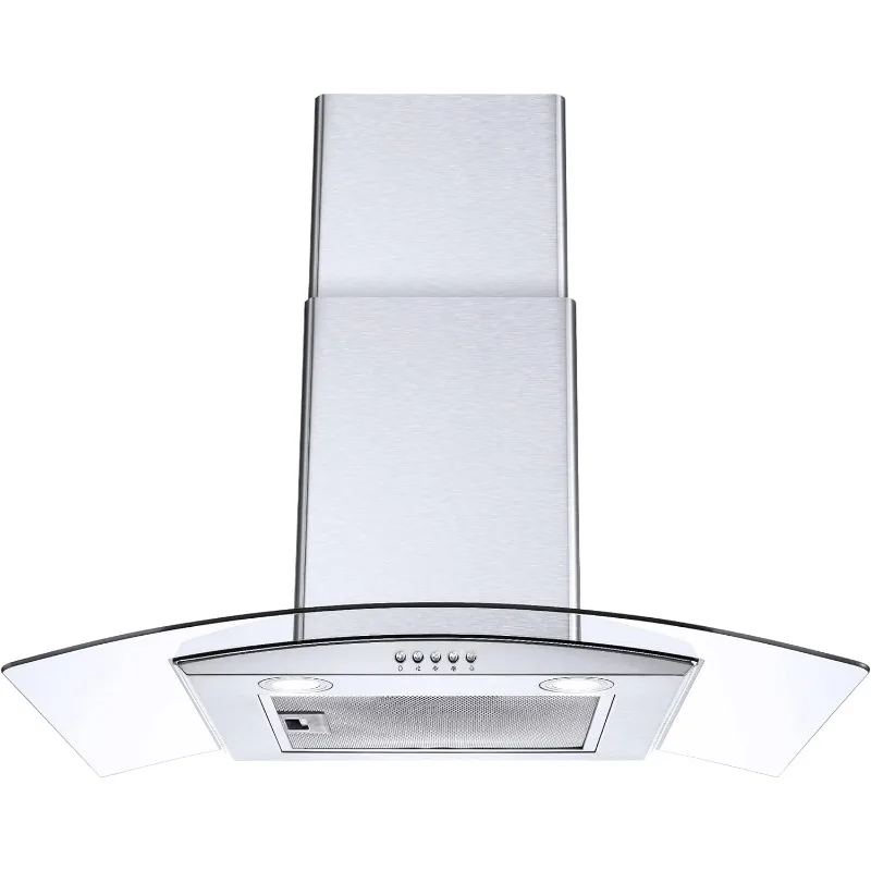 

Hood 30 Inch Tieasy Wall Mount Kitchen Hood with Ducted/Ductless Convertible Duct, Stainless Steel Chimney and Aluminum Filters