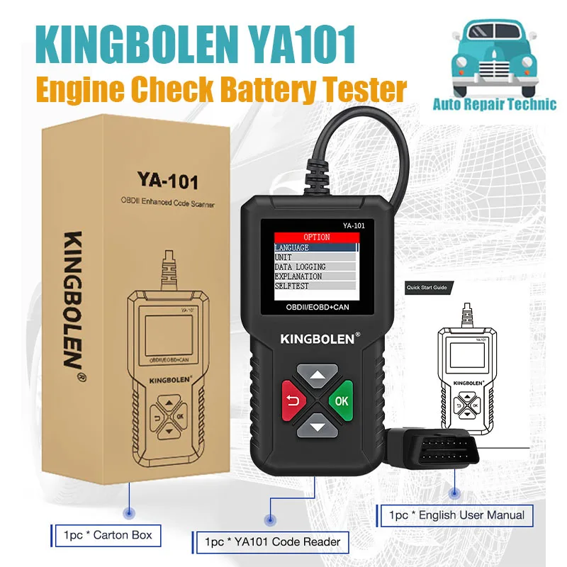 

Автомобильный диагностический сканер KINGBOLEN YA101 OBD2 PK CR3001