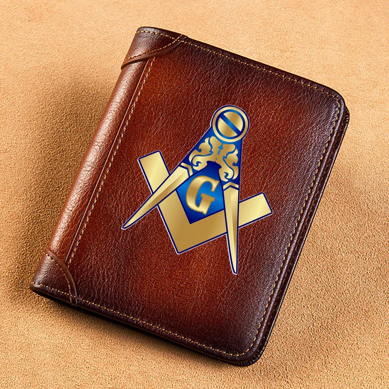 High Quality Genuine Leather Wallet Masonic Logo Printing Standard Purse BK080
