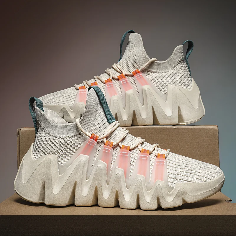 

Men High Top Casual Sneakers Ultralight Breathable Jogging Shoes Anti-Skid Outdoor Walking Zapatillas Hombre 2023 New Footwear