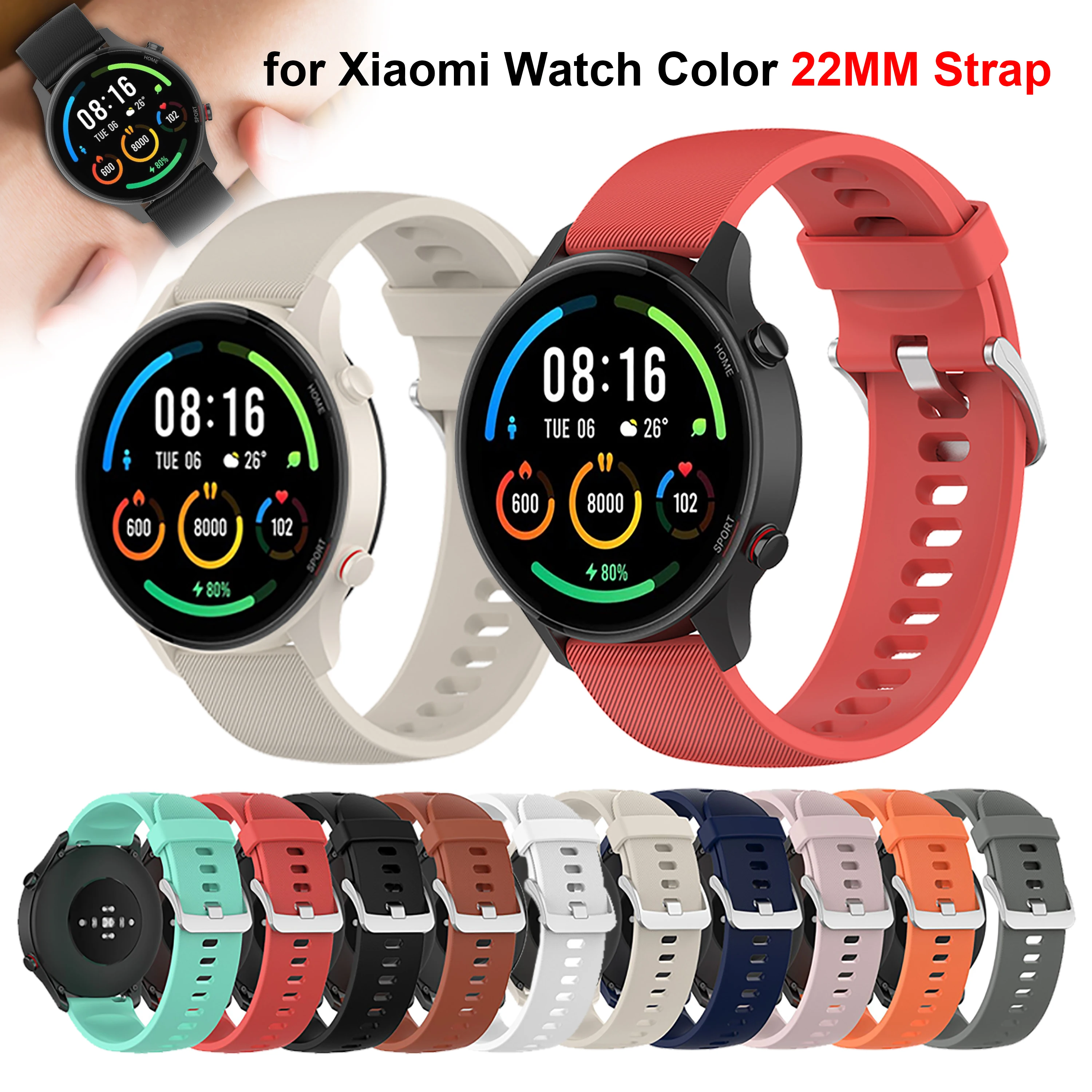 

22mm Official Silicone strap for Xiaomi Mi Watch Color Sports Edition S1 Active Smart watch Bracelet for Mi Watch Color 2 correa
