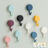 5pcs self adhesive wall hook strong without drilling coat bag bathroom door kitchen towel hanger hooks home storage accessories