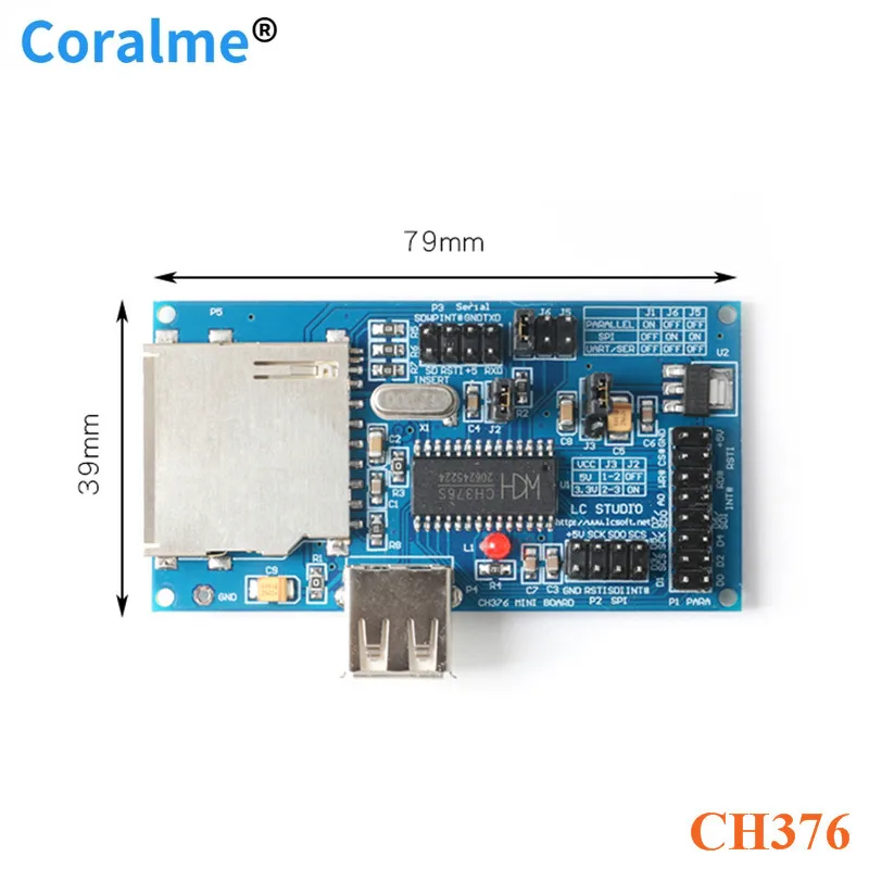 

CH376 CH376S IC USB Development Board Evaluation Board Module SD Card Crystal Oscillator Serial Port for arduino