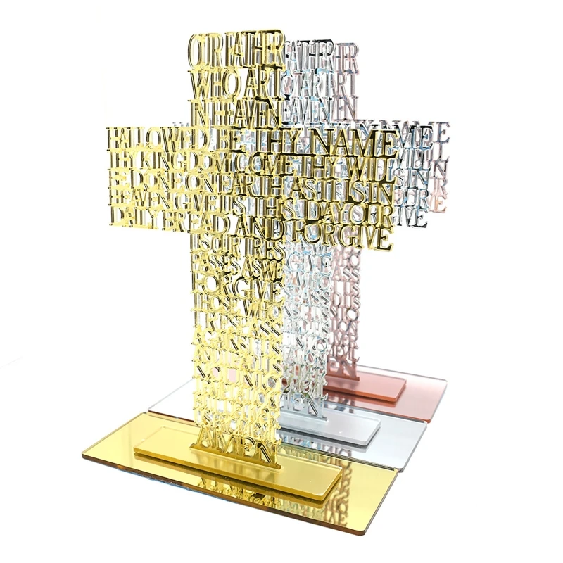 

Ажурный акриловый крест Священного Писания с подставкой, религиозная церковь, стоечный распятие, католический молитвенный реликс, дом G2AB