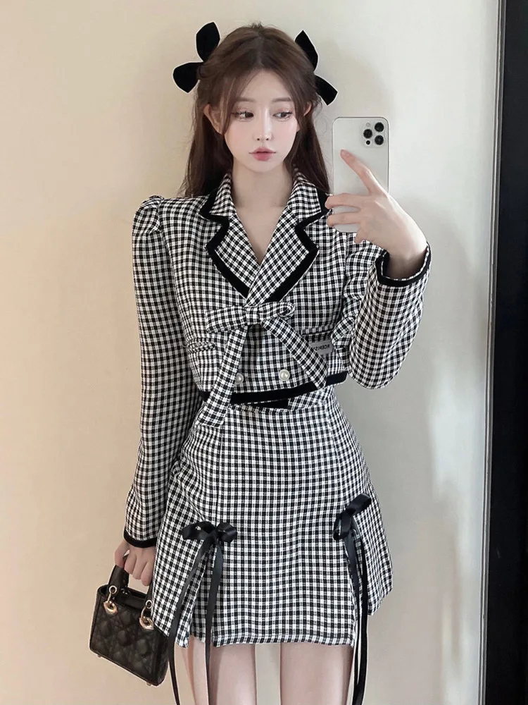 

Женский комплект из двух предметов, короткий топ и мини-юбка, Осень-зима