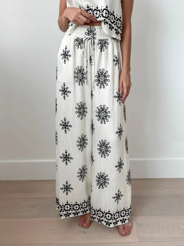 Лето 2025 г. модный повседневный женский комплект топ без рукавов с принтом в