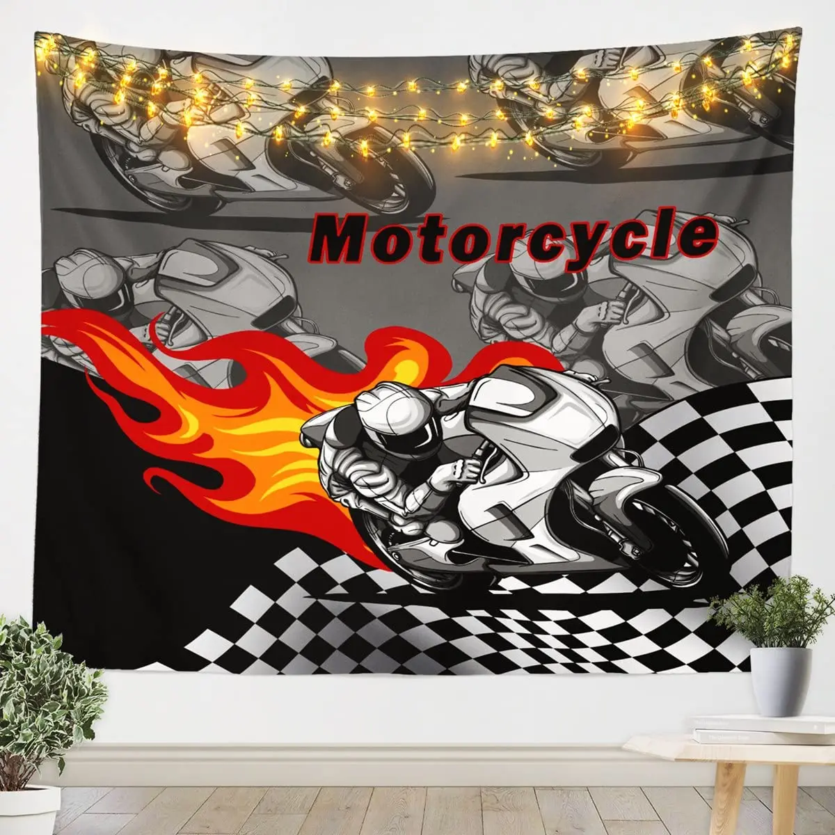 

Motorcycle Rider Tapestry Teens Extreme Sports Theme Tapestry Wall Hanging for Children Boys Wall Blanket Art Bedroom Home Decor