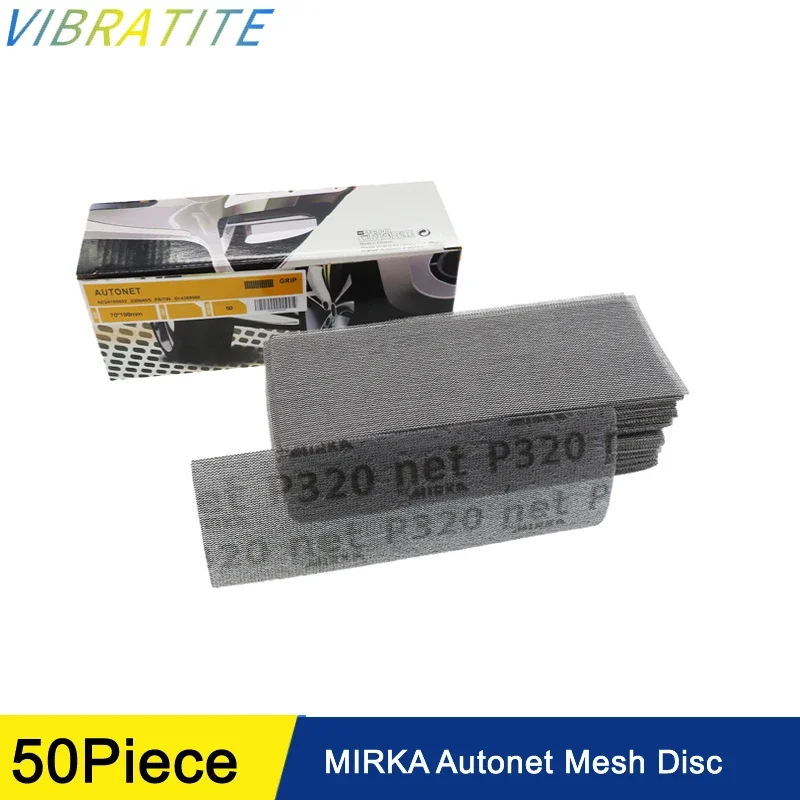 

50 шт./кор. абразивные шлифовальные диски Mirka Mesh, зернистость от 80 до 320, 70 x 198 мм, наждачная бумага с крючком и петлей, антиблокирующая сетка для автодеревообработки
