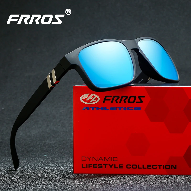 

FRROS Men's Sunglasses Square Polarized Mirrored Lens UV400 Driving Eyewear Sport Sun Glasses Shades Male For Men Oculos