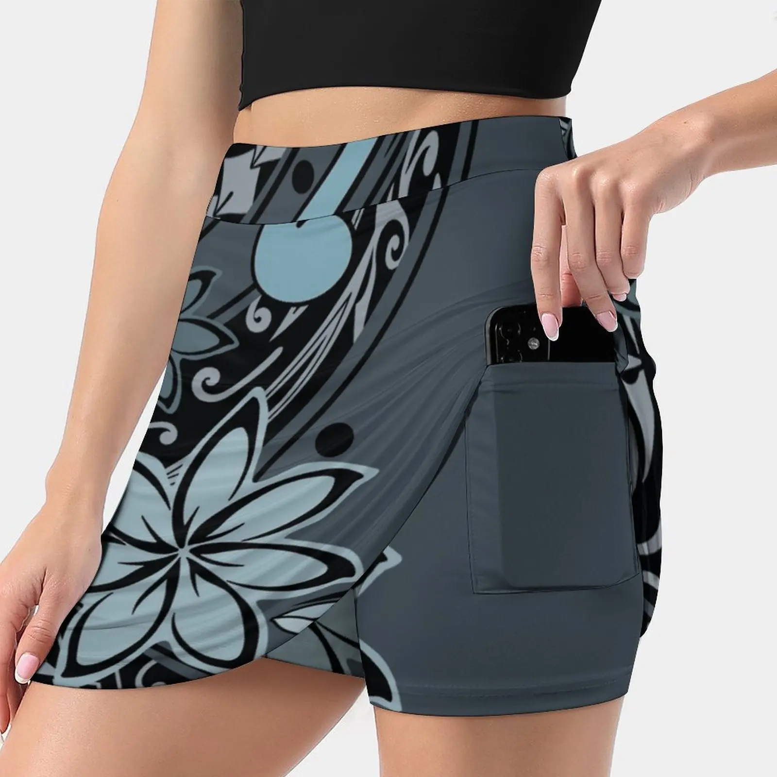 

Гавайская-Самоанская-полинезийская сланцевая Женская Спортивная юбка с подкладкой для тенниса, фитнеса, короткая юбка с принтом, гавайская