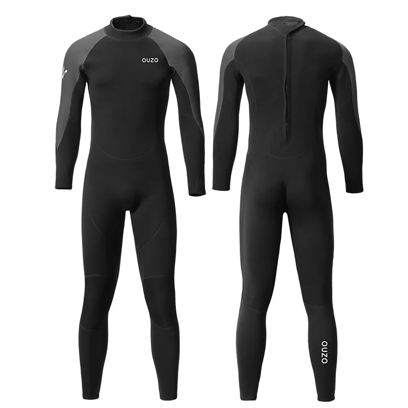 1.5mm Wetsuit Long-sleeved One-piece Wetsuit Men's Warm Sunscreen Winter Swimsuit Anti-jellyfish Surfing Diving Suit Swimwear