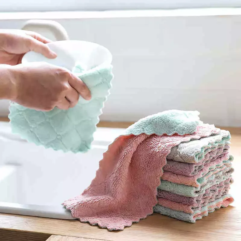 

10pcs Absorbent Clean Cloth Dish Cloth Useful Things For Home Towels Tableware Household Cleaning Towel Kitchen