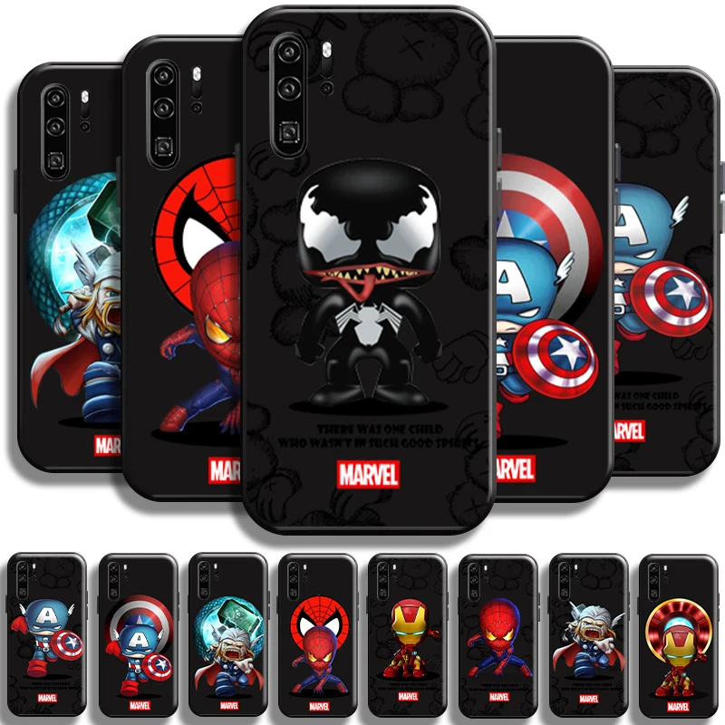 

Marvel Cartoon Avengers For Huawei P30 P30 Lite P30 Pro Phone Case Full Protection Shell Liquid Silicon Shockproof Cover Back