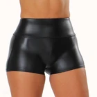 Сексуальные блестящие женские шорты с высокой талией, блестящие короткие брюки из искусственной кожи, облегающие Горячие танцевальные Клубные мини-шорты
