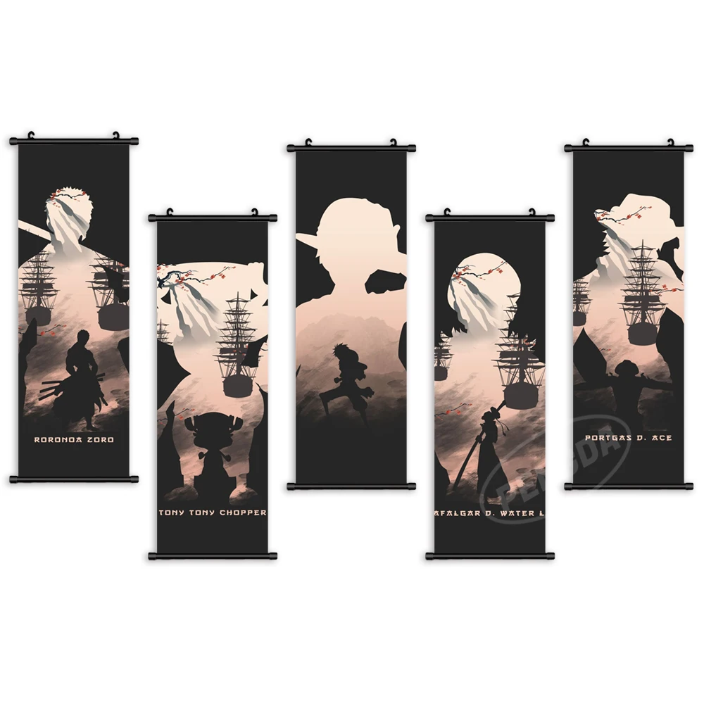 

Wall Art Hanging Luffy Partner Decorative Painting Canvas One Piece Poster Scroll Picture Print Home Anime Decor Children's Room