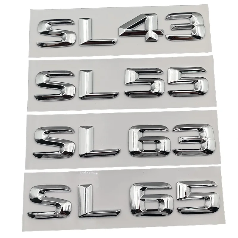 

2015 Font 3d Chrome Letters Car Rear Trunk Badge SL43 SL55 SL63 SL65 Emblem Logo For Mercedes AMG SL R230 R129 R231 Accessories