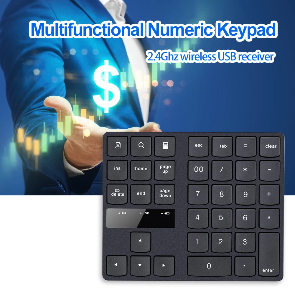 

35 Keys Wireless Digital Keyboard 2.4GHz Numeric Keypad for Accounting Teller Professional Ultra-slim Wireless Keyboard