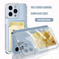 transparent card holder phone case for iphone 13 12 11 pro max mini 13pro 12pro 11pro 6 7 8 plus x xr xsmax soft silicone cover