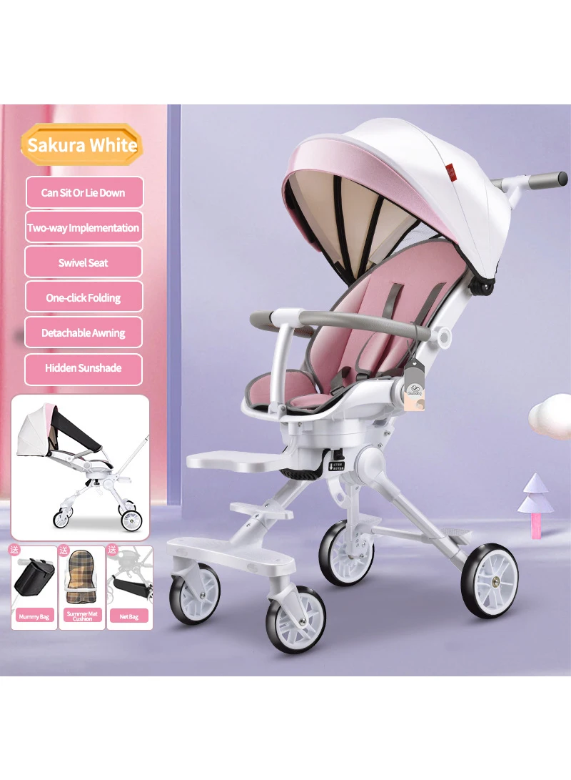 

One-button Folding Can Sit And Lie Flat Two-way Stroller