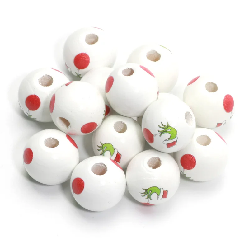 15мм 10шт рождественские шариковые шарики круглыми шариками из дерева спейсер