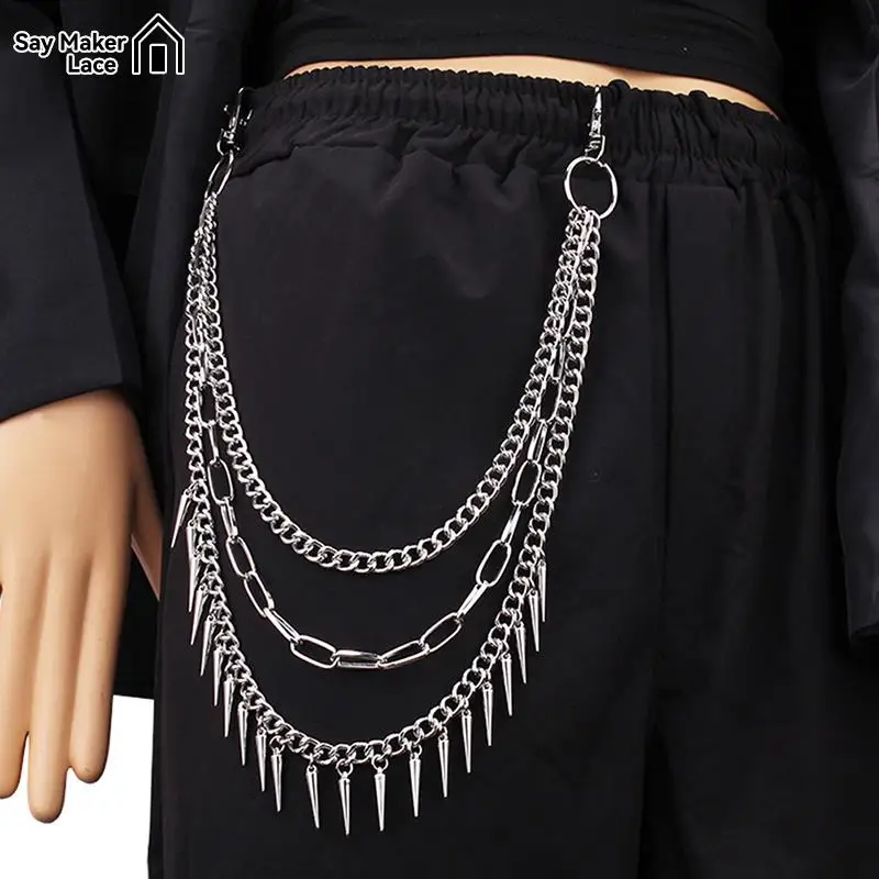 

1Pc Layered Punk Chain On The Jeans Pants Women Spike Keychains For Men Women Harajuku Aesthetic Accessories