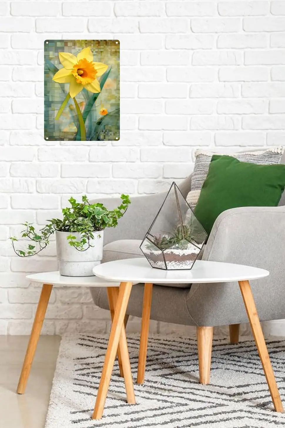 Винтажный стиль Daffodil солидный винтажный жестяной знак Декор цветочный