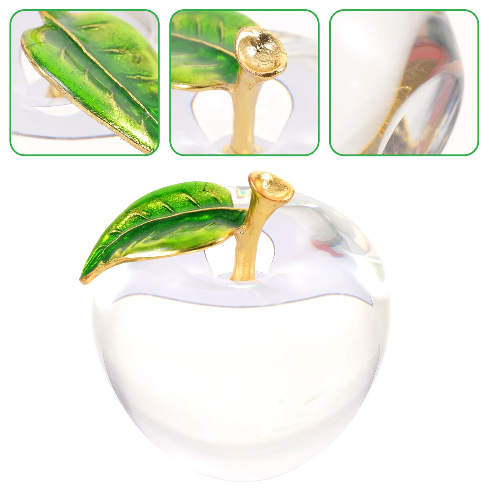 

Apples Crystal Apple Desktop Ornament Fruitchristmas Statue Paperweight Decor Decoration Gift Figurines Centerpiece Table