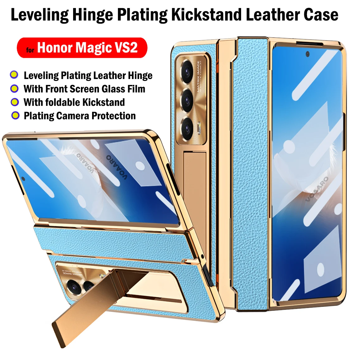

Cover for Honor Magic VS2 Leveling Hinge Protection Case for Honor Magic VS2 Case Plating Leather Holder Funda with Front Film