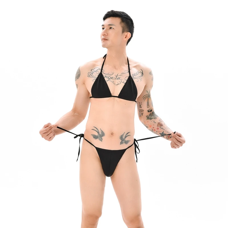 2022 New Models Gay Sexy Underwear Men Breathable Sissy Bikini Erotic Bra Briefs Set