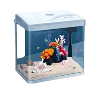 lph1 hot bending small fish tank aquarium hd glass small living room desktop lazy change water ecological filter goldfish