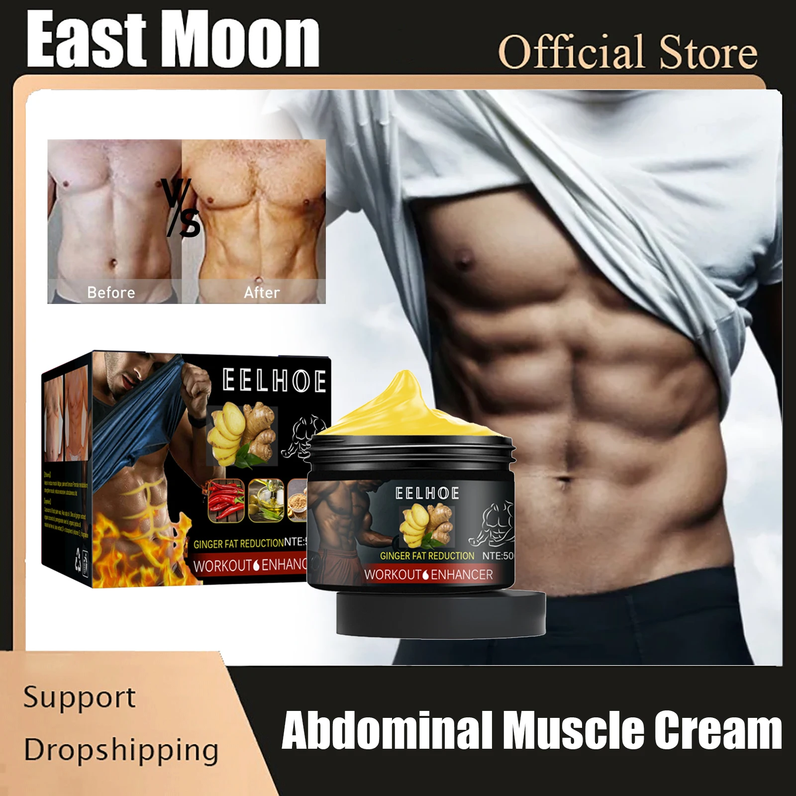 

Ginger Fat Burning Cream Tightening Belly Strengthen Abdominal Muscle Anti Cellulite Slimming Cream Men Women Body Shaping 50g