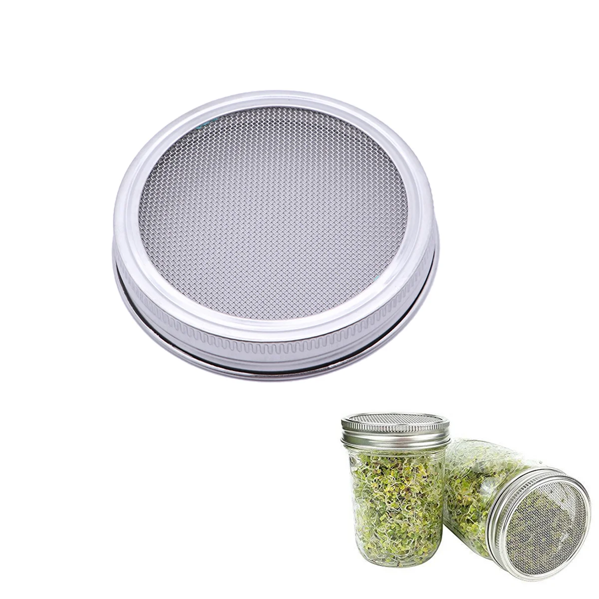 

Sprouting Lid Lids Jar Mason Screen Canning Jars Mesh Mouth Strainer Germination Sprouts Sprouter Bean Regular Wide Steel Metal