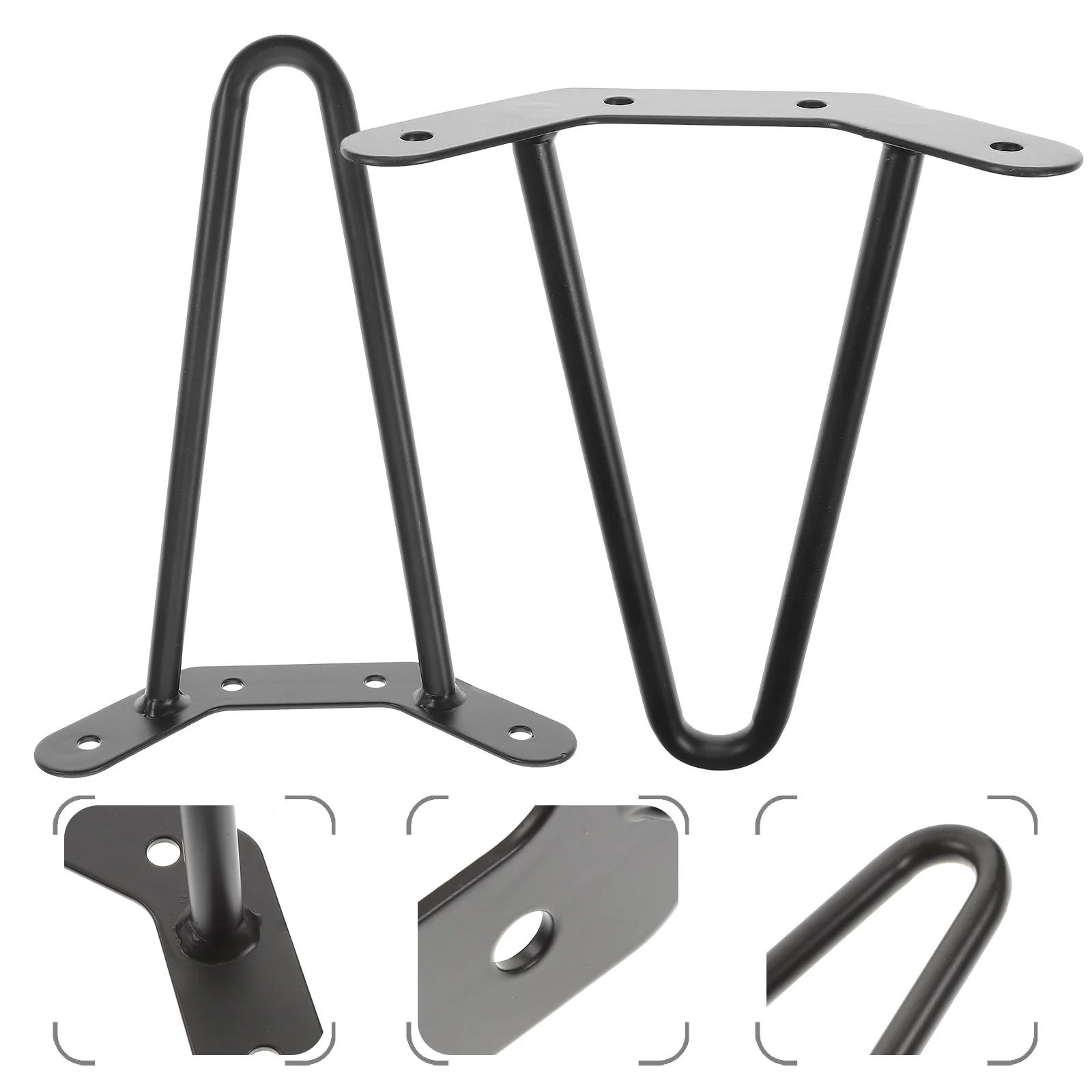 

2 Pcs Table Metal Hair Barrettes End Legs Chair Portable Bench Iron Replacement Furniture Coffee