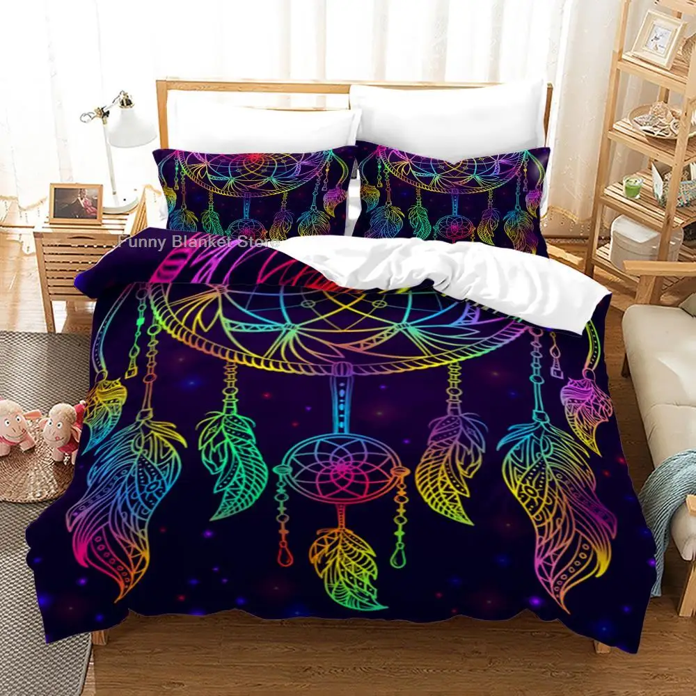 

Dreamcatcher Bedding Set Single Twin Full Queen King Feather Size Bed Set Aldult Kid Bedroom Duvetcover Sets 3D Anime 013