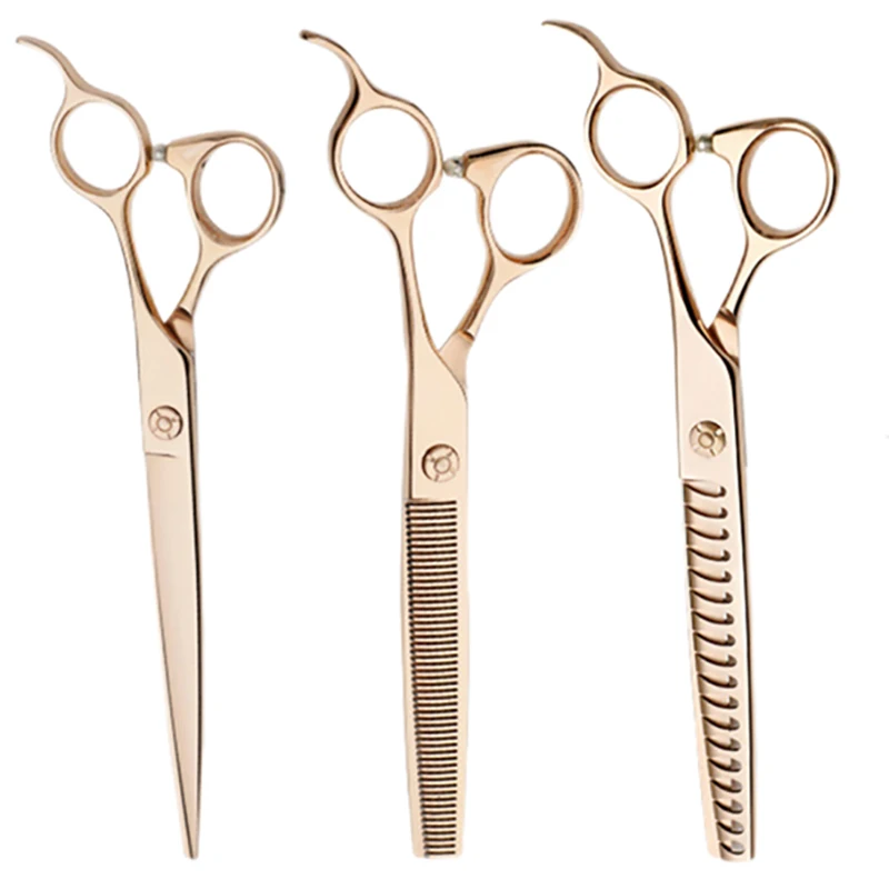 

Ножницы RoseGold 440C из нержавеющей стали для стрижки домашних животных, японские прямые стрижки, филировка, 7 дюймов