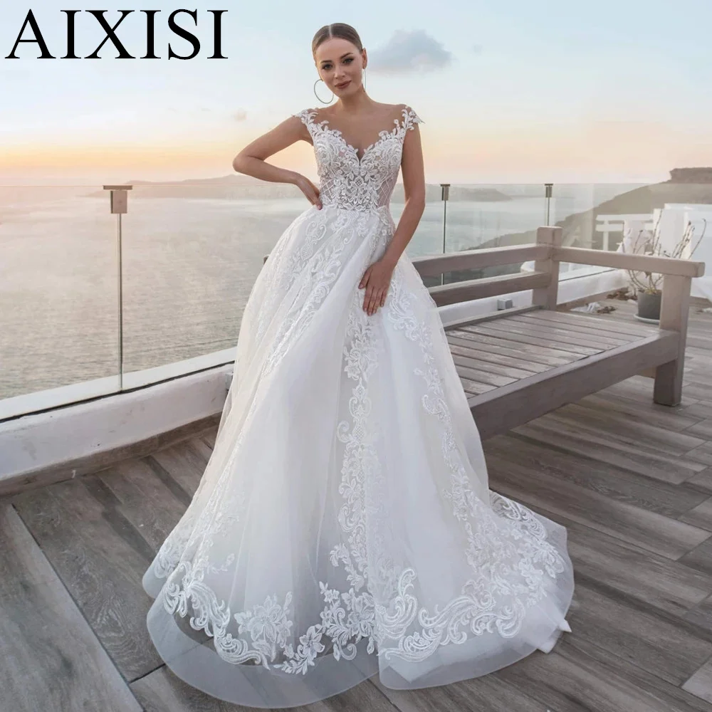 

Elegant Sweetheart Wedding Dressess robe de soiree femme pour mariage Ball Gown A-Line Sleeveless Button Backless Floor-Length