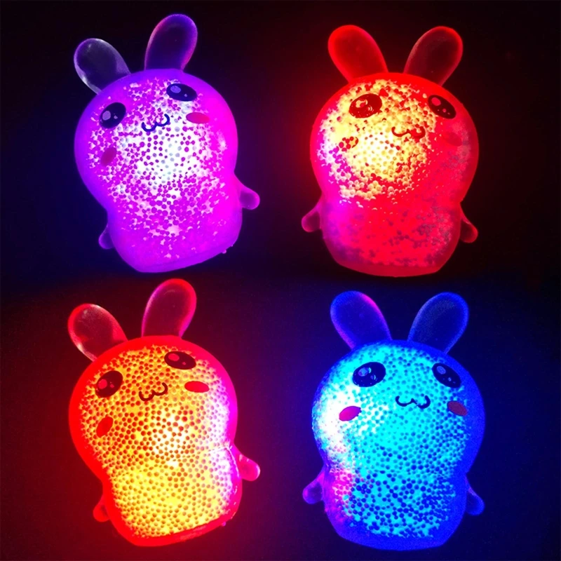 Squishy Toy Luminous Bunny Grape Ball Decompression Toy Squeeze Fidget for Autism Therapy with Beads Boys Girl Xmas Gift N1HB